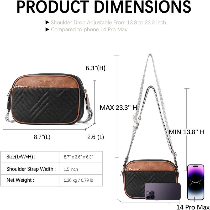 Bostanten Quilted Crossbody Bags for Women Vegan Leather Purses Small Shoulder Handbags with Wide Strap | Quilted, Small, with Wide Strap, Quilted, Purses, Small - Image 3